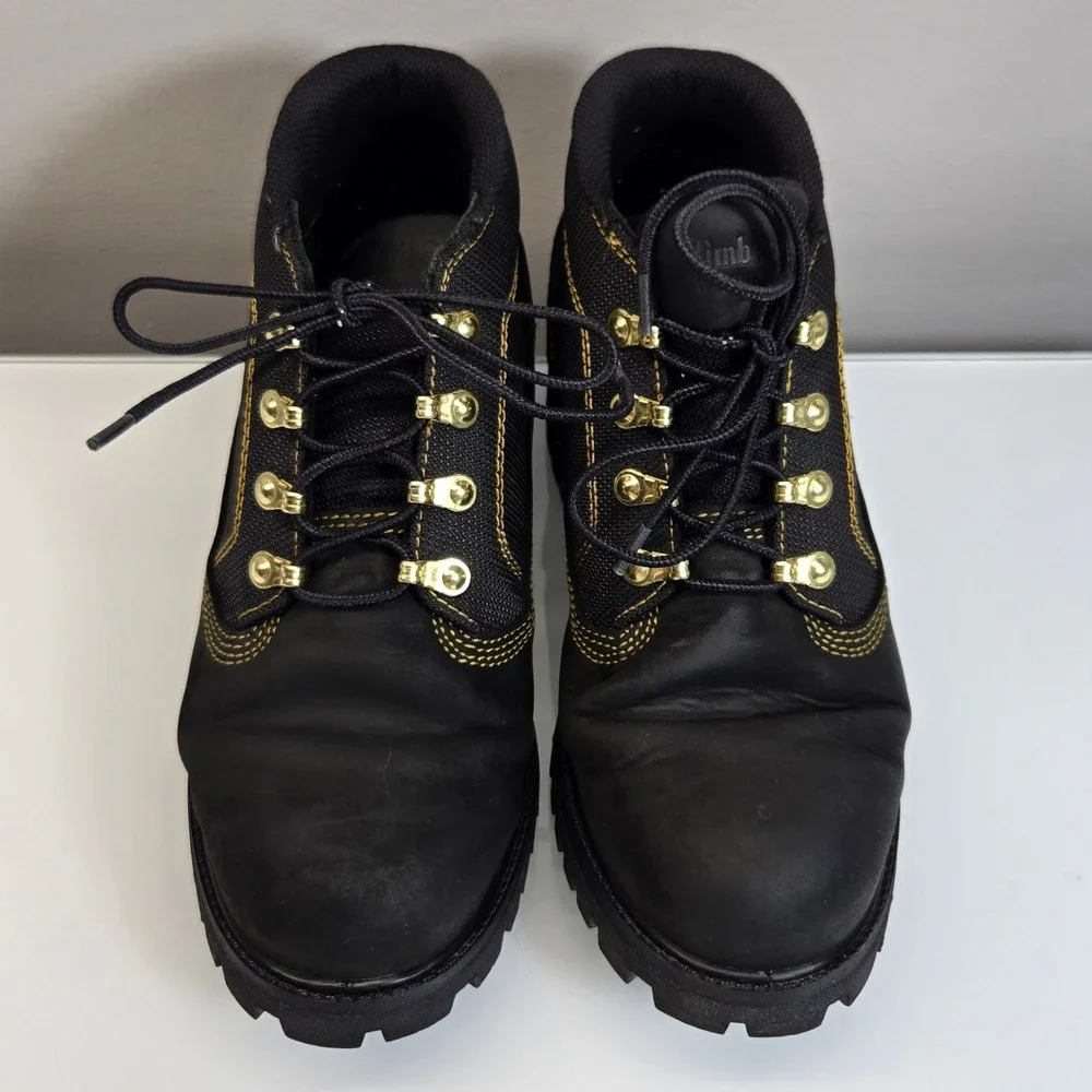 Timberland Waterproof Boots Mens 7 Black Campsite Chukka Leather Canvas Workwear